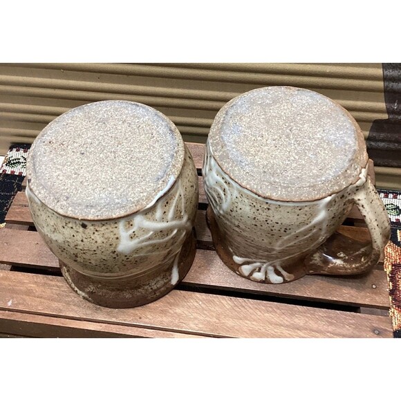 Art Pottery Creamer & Sugar Stoneware Brown Earth Tones White Drip Glaze Accent - Picture 9 of 15